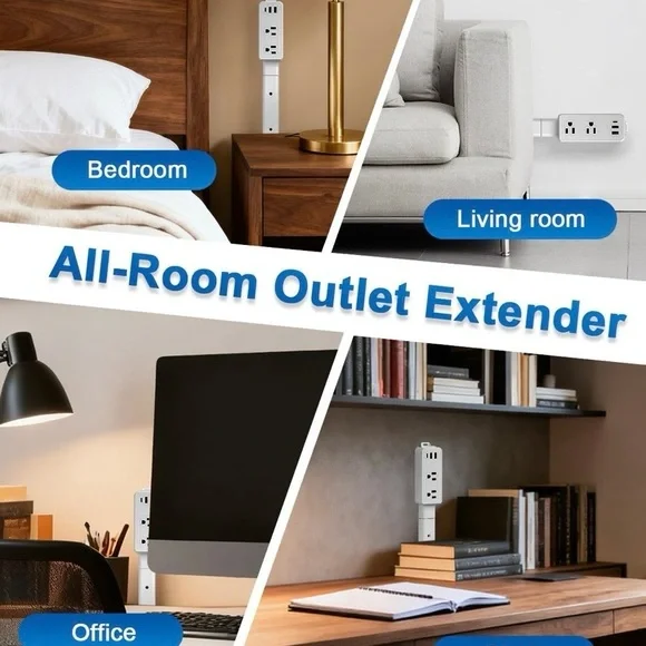 NEW - Electrical Outlet Extender Stick, Upgraded 4-Way Free Combination Plug Ext - Picture 6 of 7